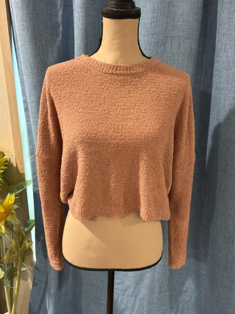 Sincerly Jules Dusty Rose Cropped Crewneck Sweater